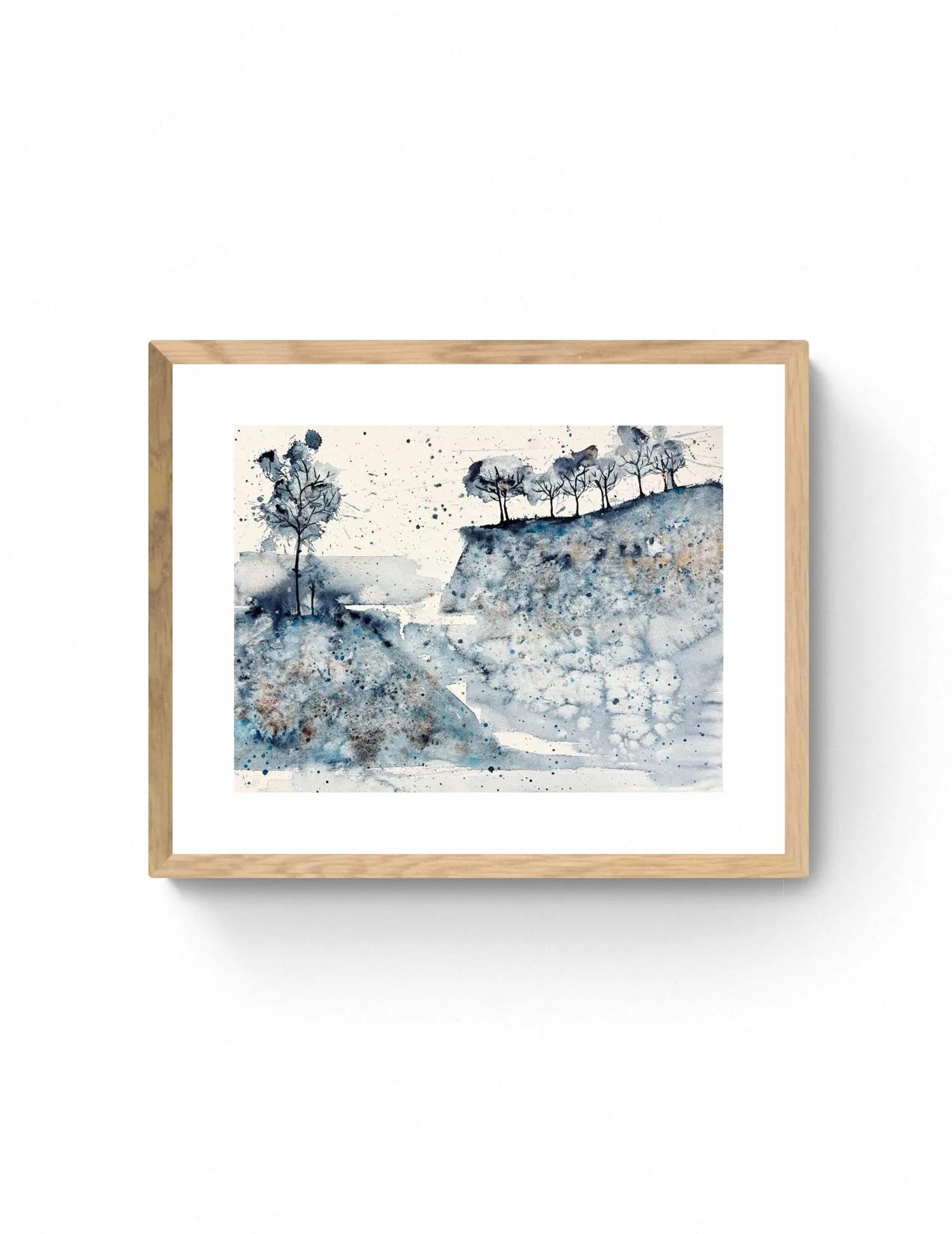 Abstract Rolling Winter Hills with Trees