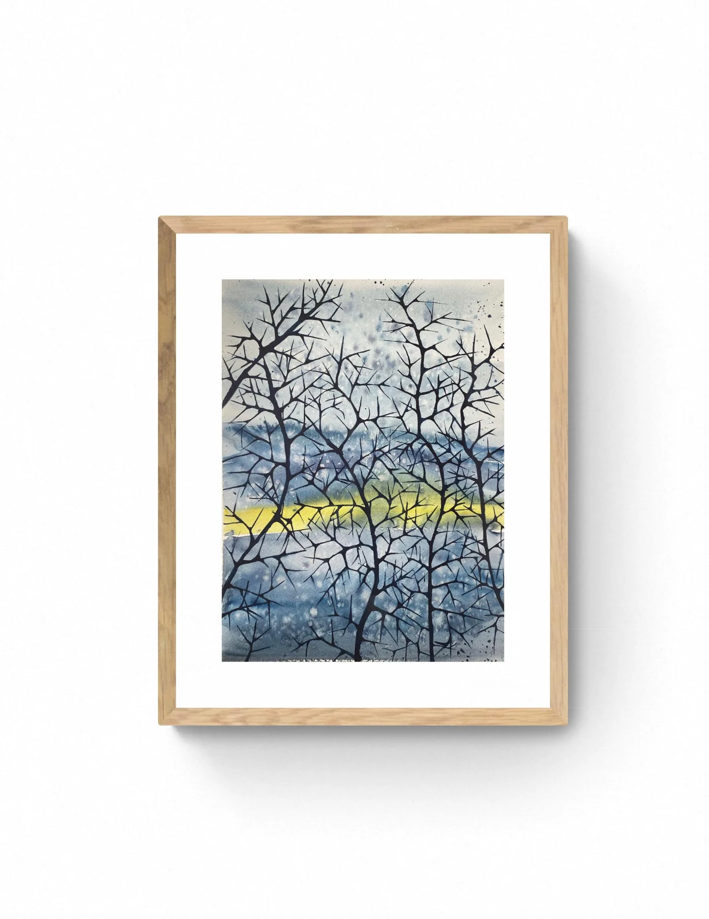 Delicate Black Tree Branches with Silver Glow