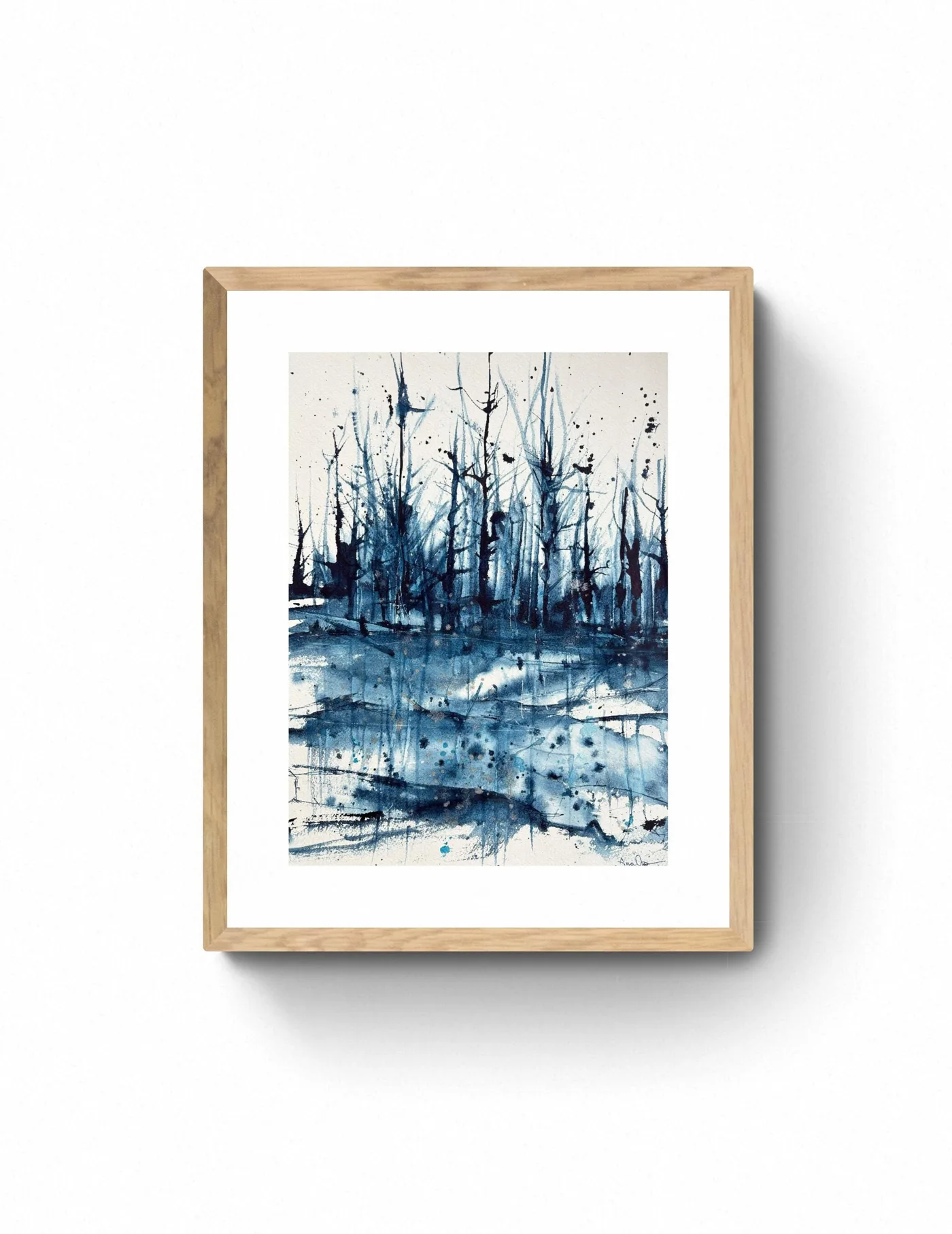 Mystic Forest Reflections Blue Woodland