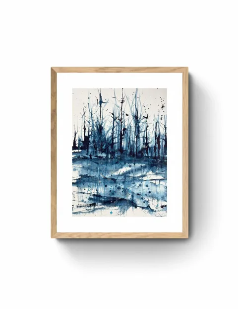 Mystic Forest Reflections Blue Woodland