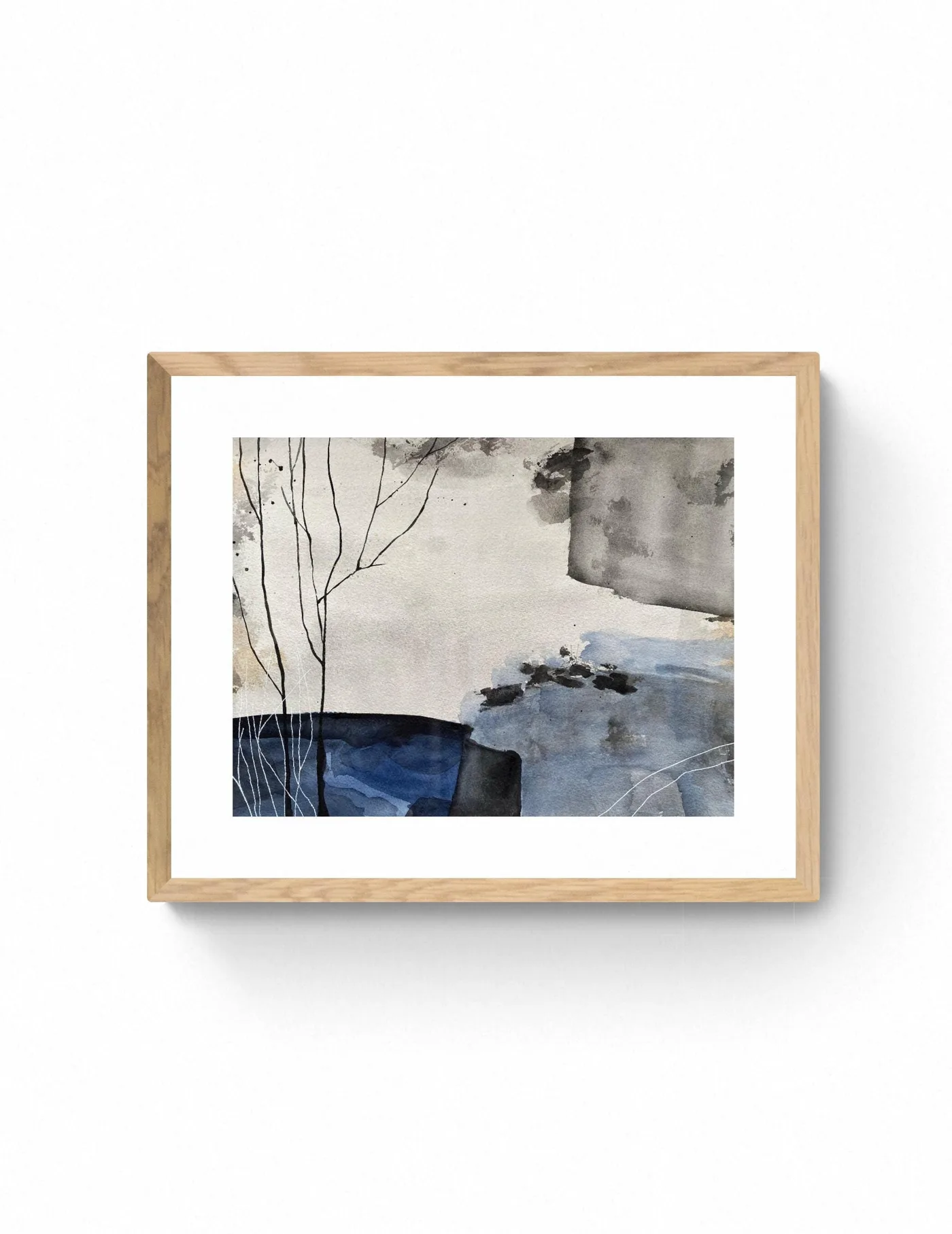 Abstract Winter Landscape Deep Blue Neutral