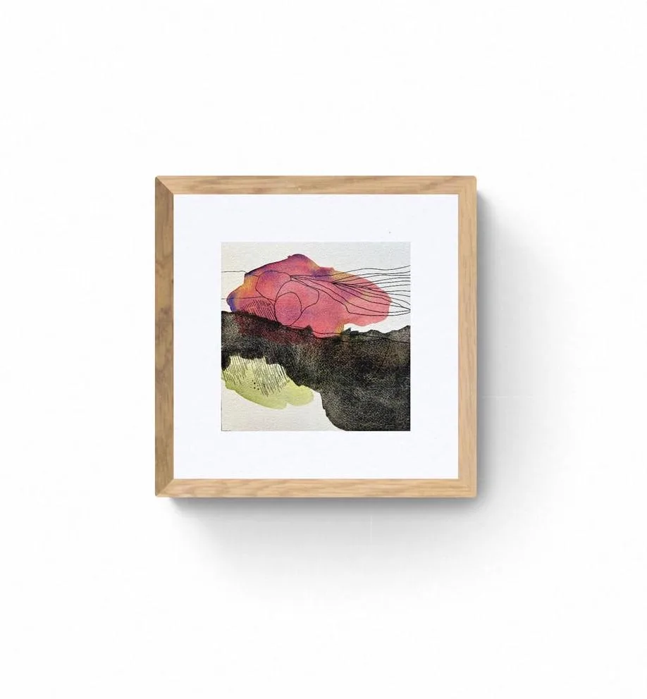 Fiery Red Black Soft Green Abstract