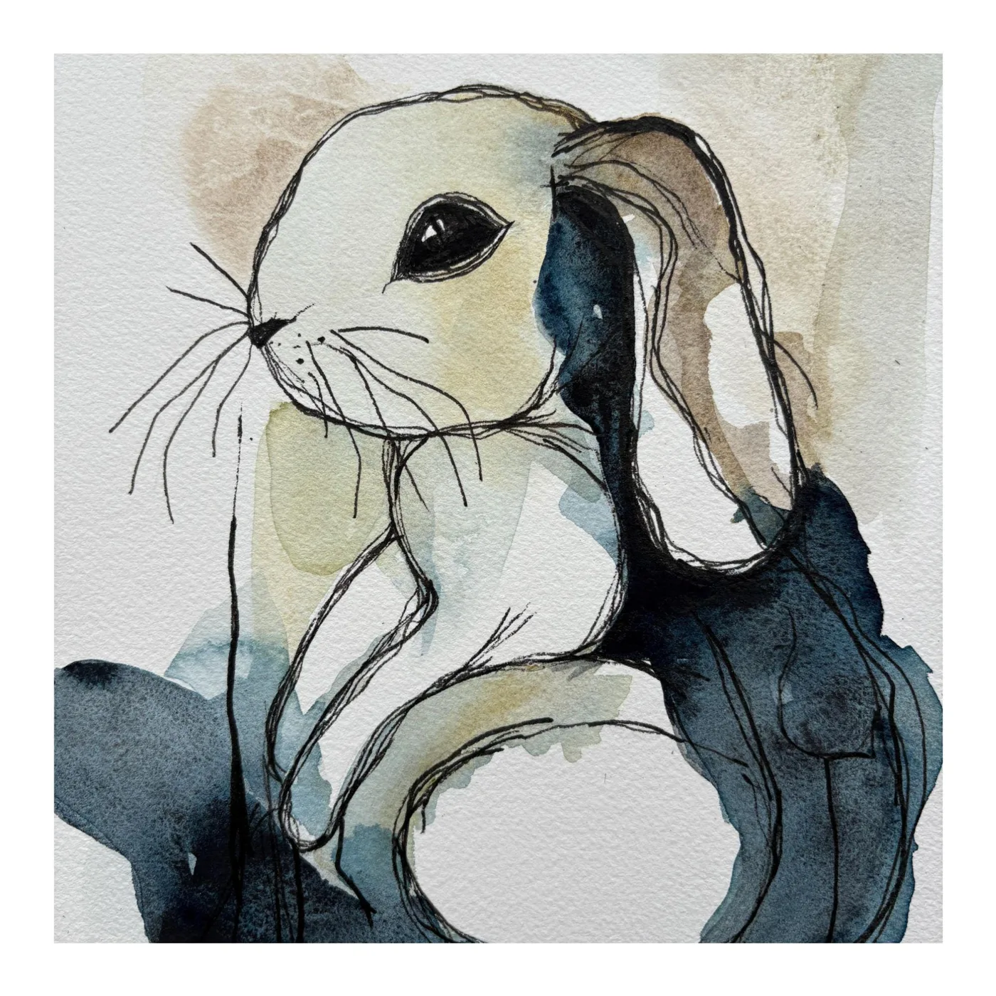 Abstract Rabbit Animal Portrait Earth Tones