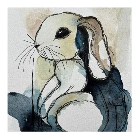 Abstract Rabbit Animal Portrait Earth Tones