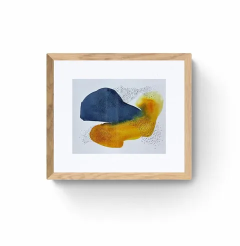Indigo Blue Golden Yellow Abstract