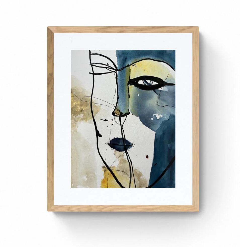 Face with Closed Eyes Blue and Olive