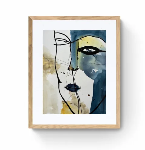 Face with Closed Eyes Blue and Olive
