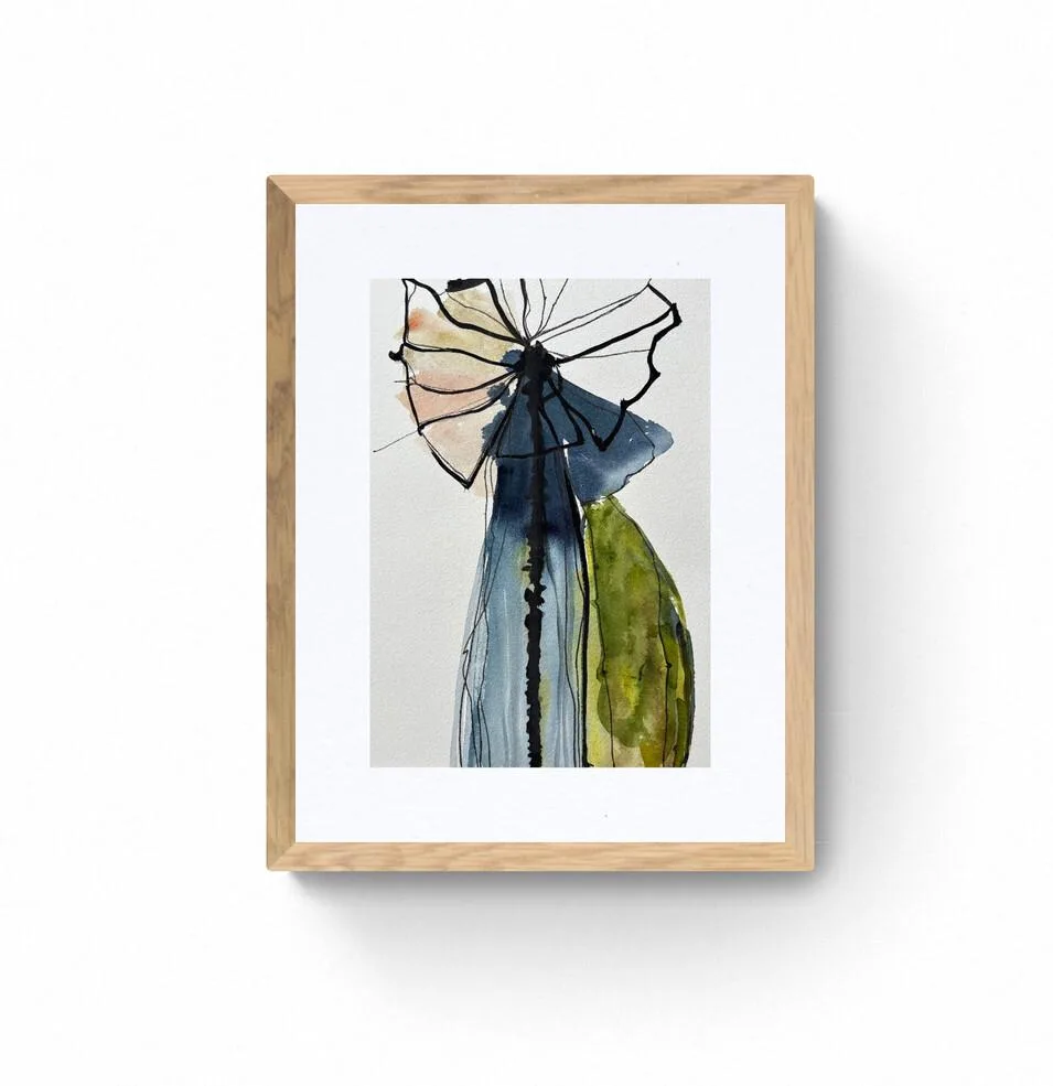 Minimalist Single Flower Indigo Peach