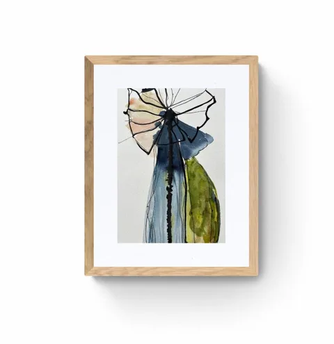 Minimalist Single Flower Indigo Peach