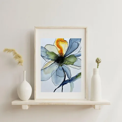 Golden Orange Ivory Sage Blue Flower
