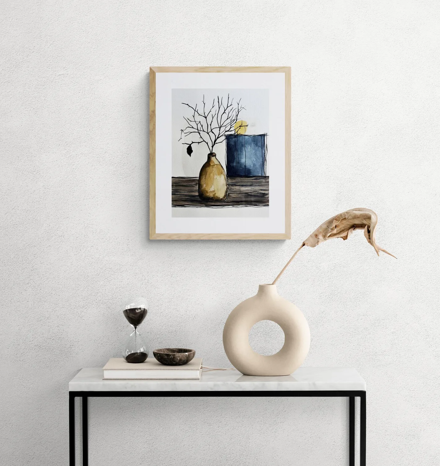 Brown Vase with Bare Branches