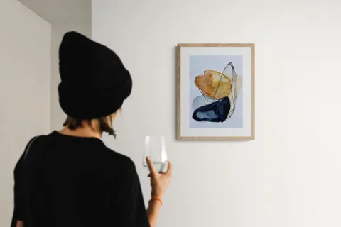Golden Ochre Navy Abstract Shapes