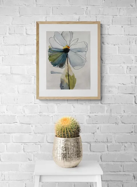 Abstract Flower Pale Blue and Olive