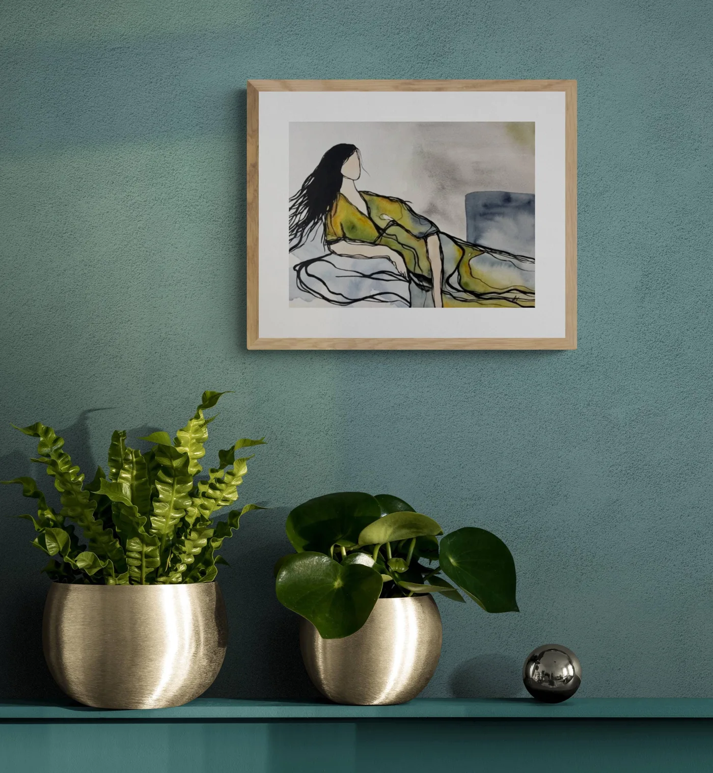 Reclining Woman in Green Dress