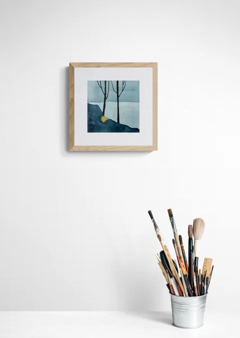 Vertical Tree Silhouettes in Indigo Blue