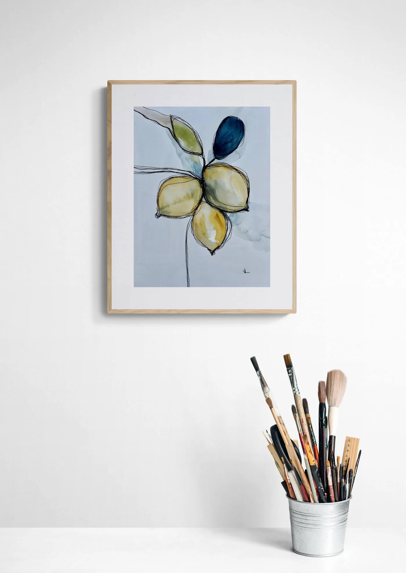 Mediterranean Lemons Yellow Olive Blue