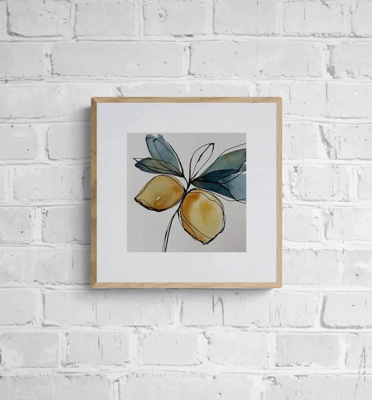 Warm Ochre Lemons and Teal Leaves