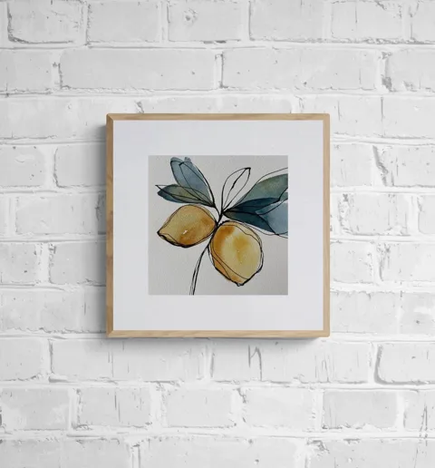 Warm Ochre Lemons and Teal Leaves