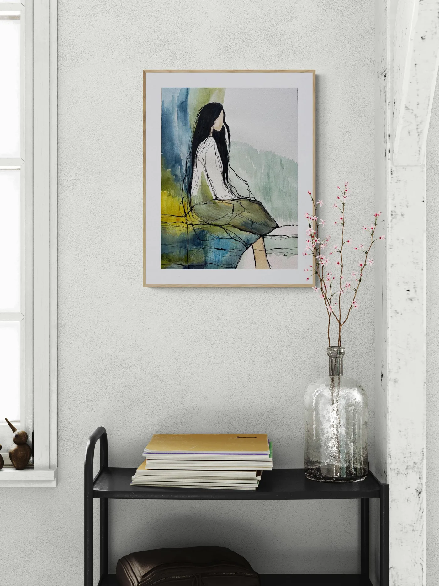 Minimalist Female Silhouette in Sage Green