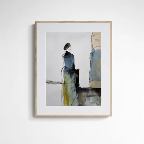 Abstract Woman in Indigo and Ochre