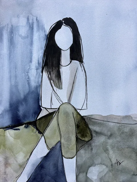 Seated Minimalist Woman Portrait