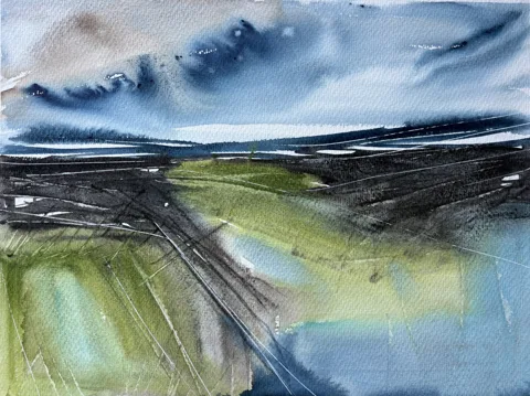 Foggy Sky over Open Fields