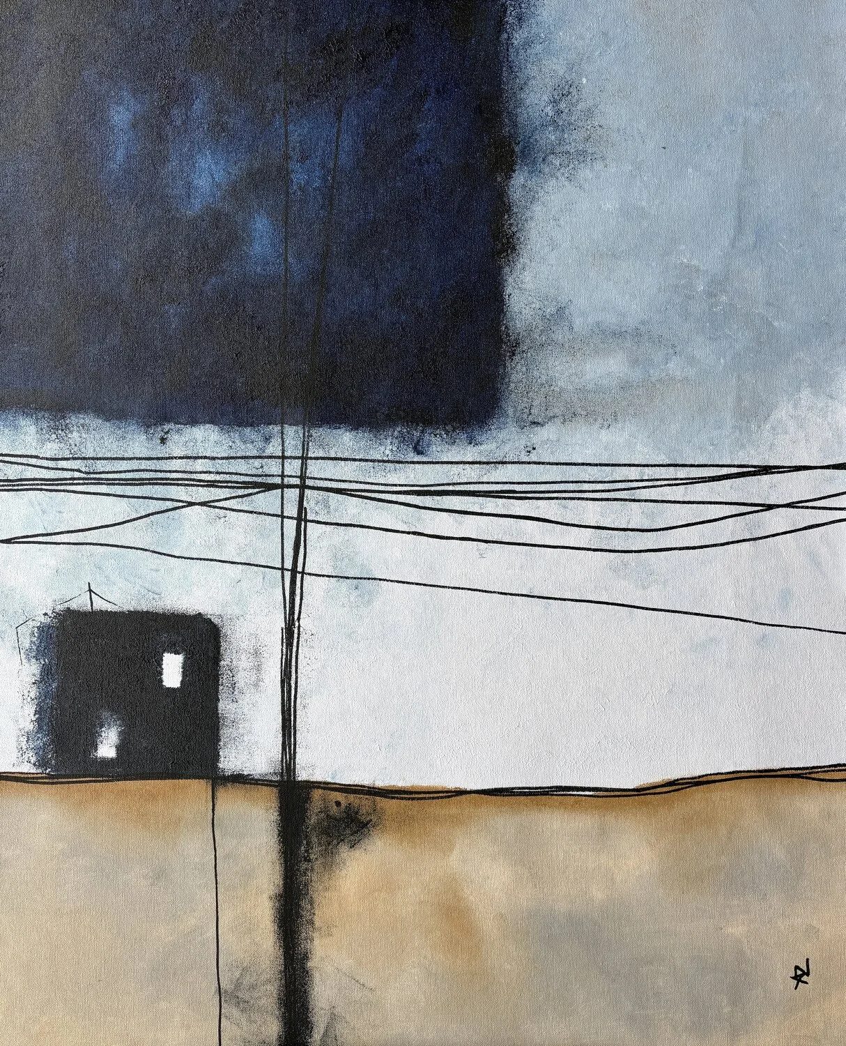 Calm Between the Lines Indigo and Sand