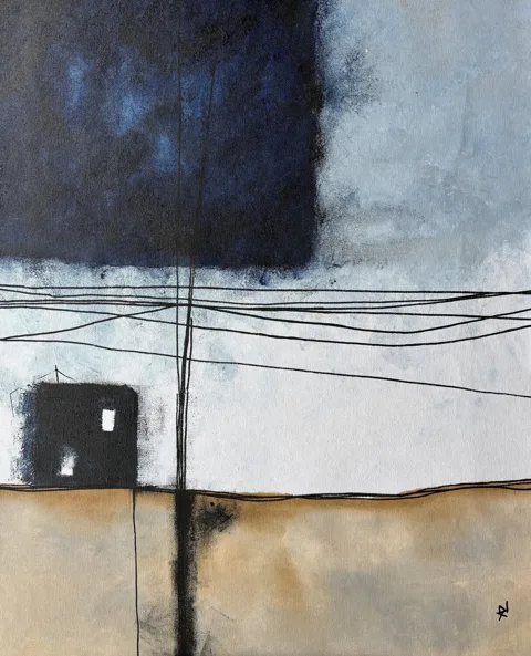Calm Between the Lines Indigo and Sand
