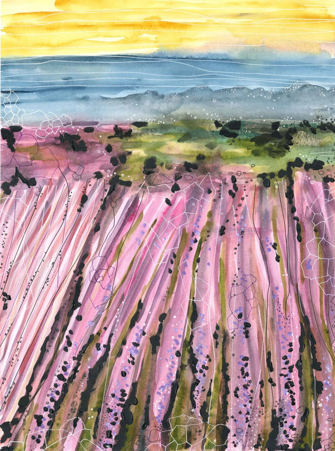 Pink Meadow Violet and Green