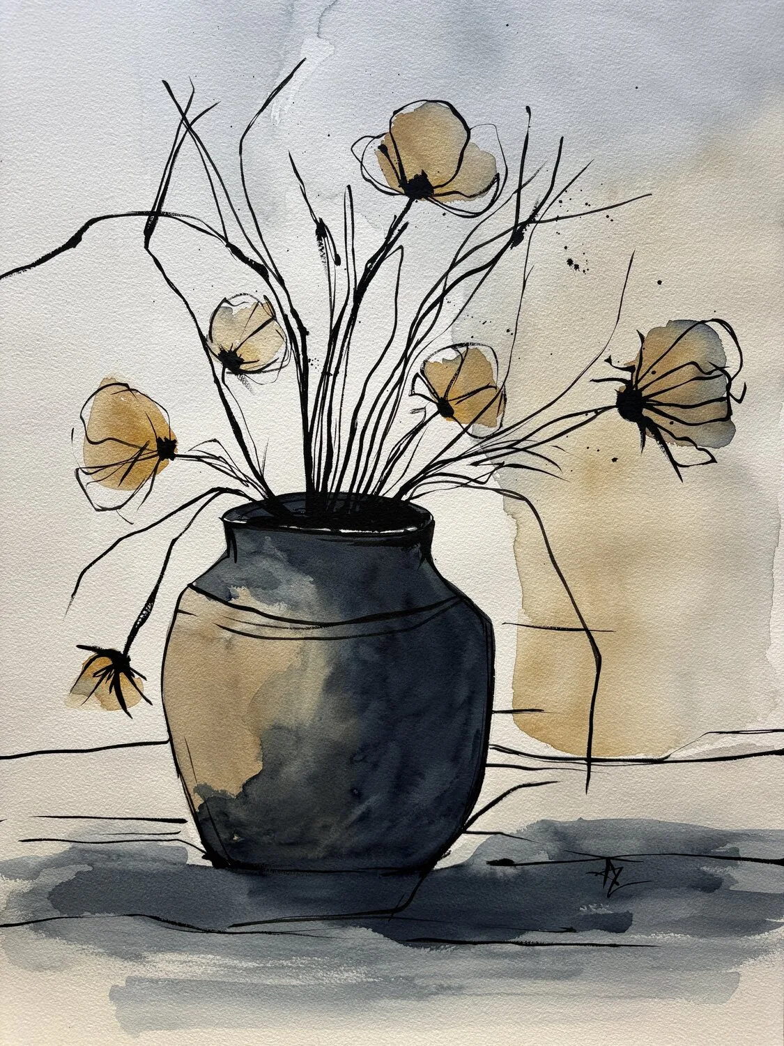 Soft Lines of Stillness Beige and Gray