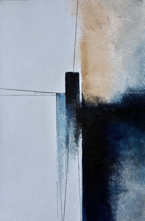 Vertical Silence Indigo and White