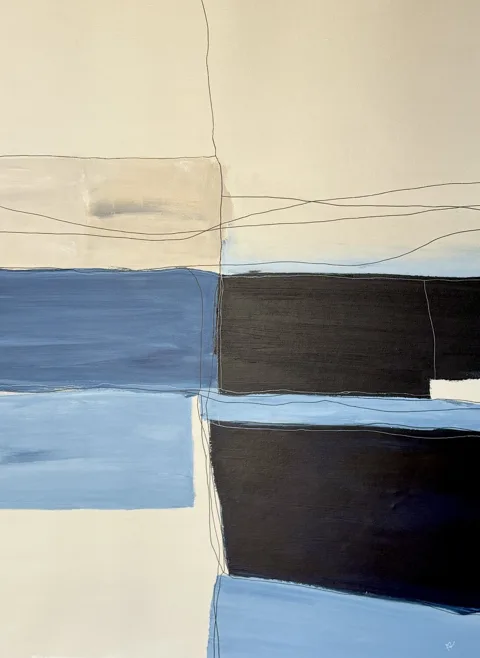 Lines of Balance Blue and Beige