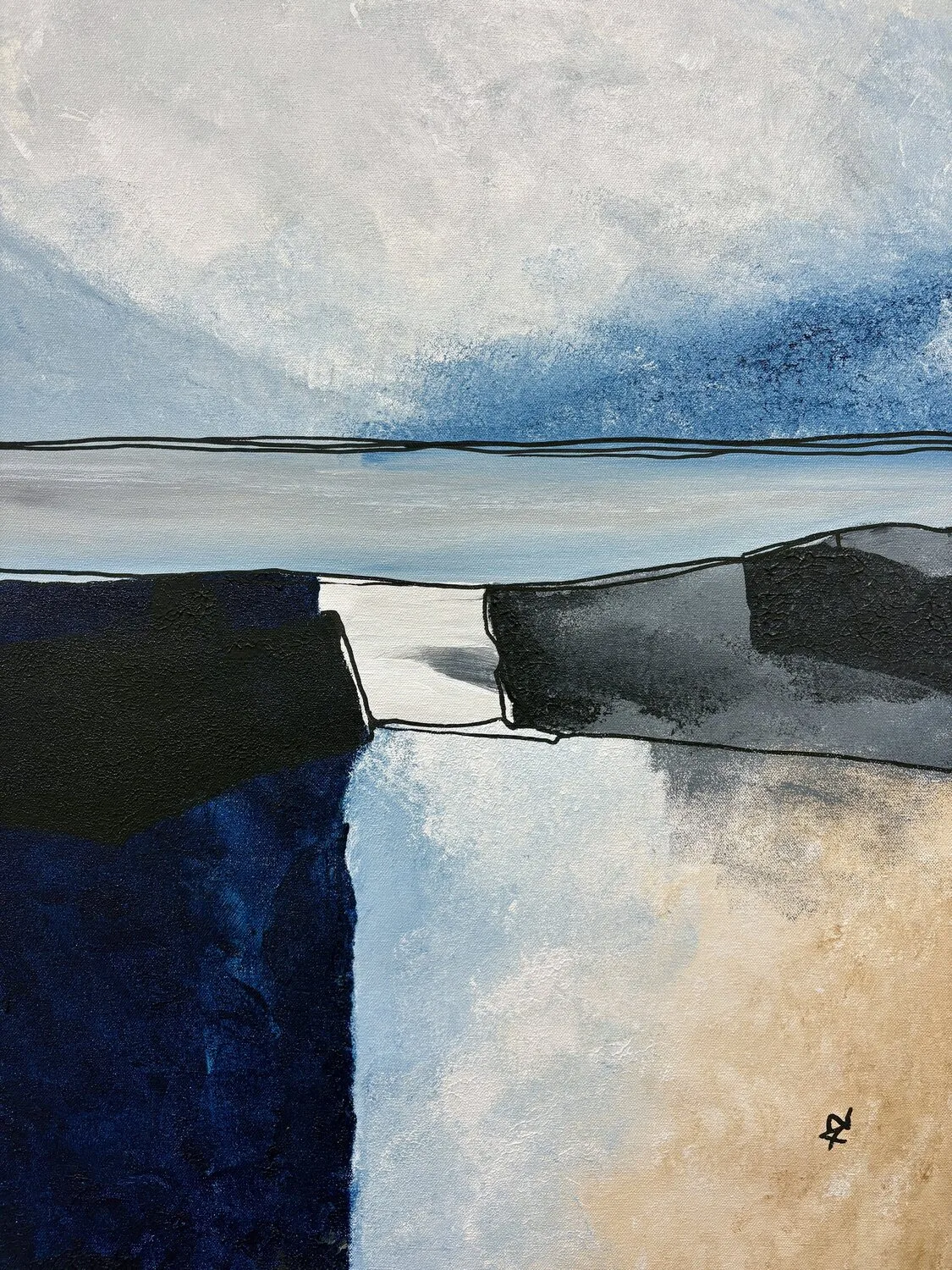 Lines of the Quiet Coast Indigo and Ochre