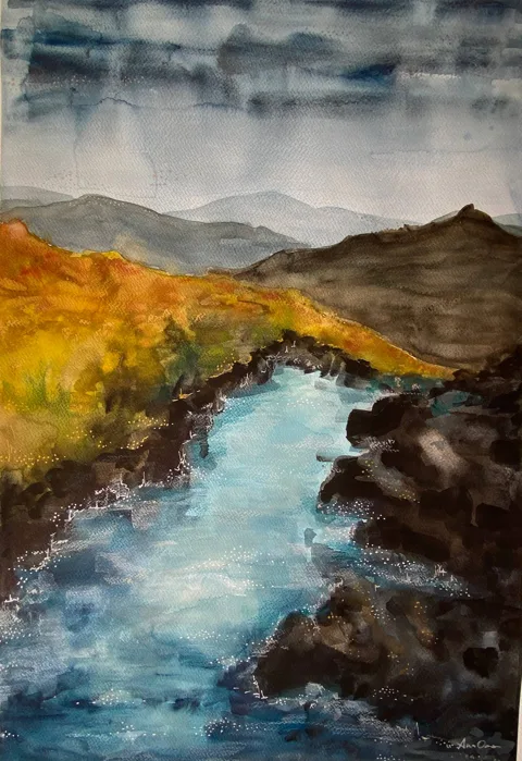 FREEDOM IN MOUNTAINS - Large watercolor